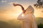 Jewish man blowing the Shofar (ram's horn) - Crosscountrycreations